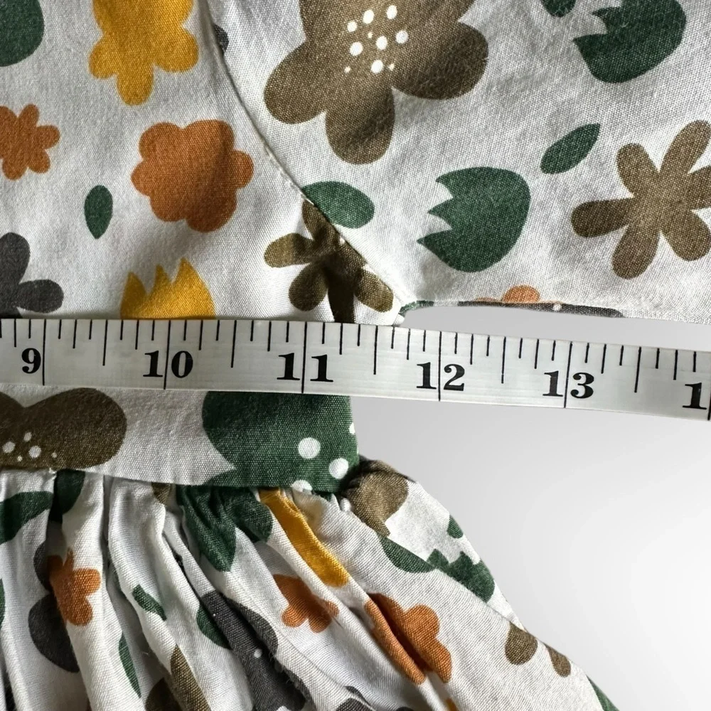 Jelly The Pug Green and Orange Floral Kids Dress (956)